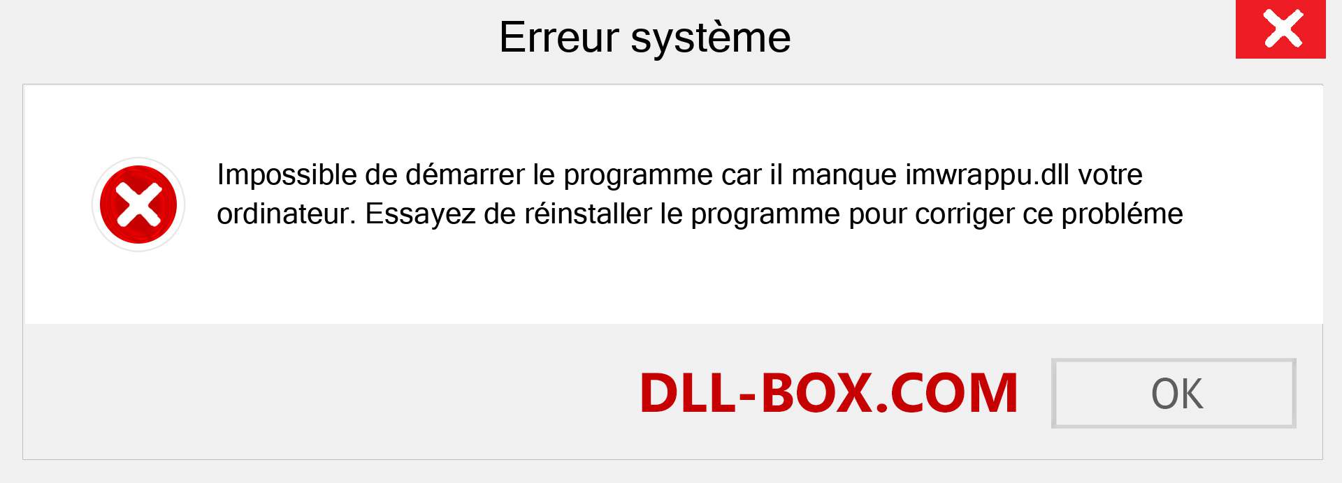 Le fichier imwrappu.dll est manquant ?. Télécharger pour Windows 7, 8, 10 - Correction de l'erreur manquante imwrappu dll sur Windows, photos, images